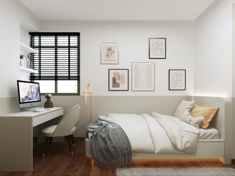 white kids bedroom design in kerala home 