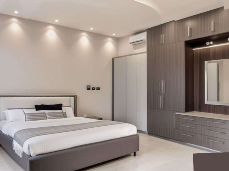 Grey Colour Bedroom Designs in Kerala