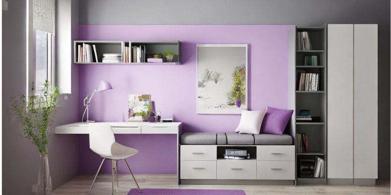 Colour Designs for a Study Room with Lavender also or Grey