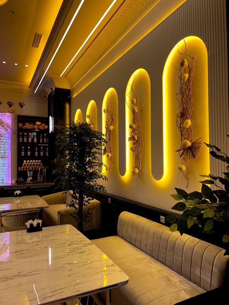 Modern dining layout by restaurant interior service in Kolshet